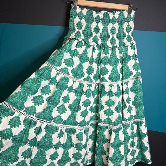 House of Harlow 1960 Green and White A-Line Midi Skirt Resort Wear - Picture 5 of 12
